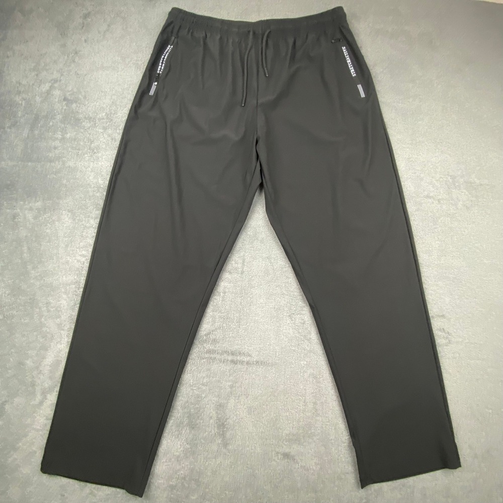 STRETCHACTIVE Mens 2XL Athletic Jogger Pants Black Stretch Zipper Pockets